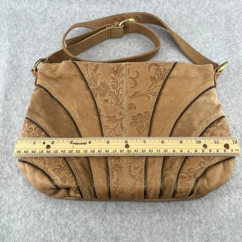 Genuine Tooled Leather Hobo Shoulder Bag Purse Caramel Brown Hippie St Johns Bay